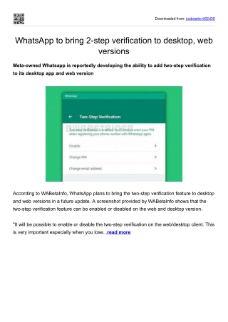 WhatsApp to bring 2-step verification to desktop, web versions