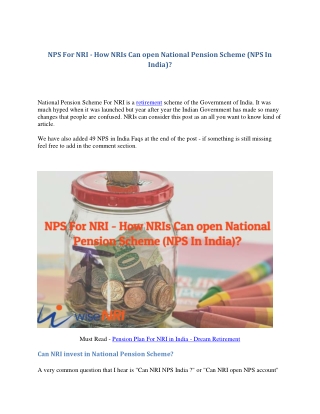 NPS For NRI
