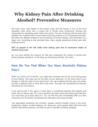 Why Kidney Pain After Drinking Alcohol? Preventive Measures