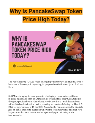 Why Is PancakeSwap Token Price High Today?