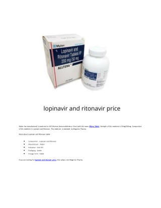 lopinavir and ritonavir price