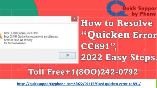 Help  1(8OO)242-0792, How to Resolve Quicken Error CC-891.