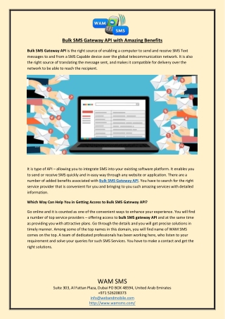 Bulk SMS Gateway API with Amazing Benefits