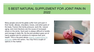 5 Best Natural Supplement For Joint Pain in 2022