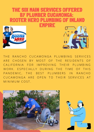 The Six Main Services Offered by Plumber Cucamonga Rooter Hero Plumbing of Inland Empire