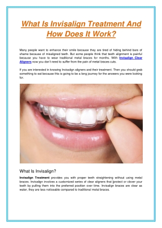 What Is Invisalign Treatment And How Does It Work