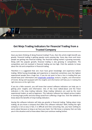 Get Ninja Trading Indicators for Financial Trading from a Trusted Company