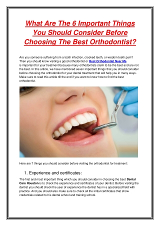 What Are The 6 Important Things You Should Consider Before Choosing The Best Orthodontist