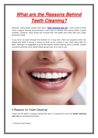 What are the Reasons Behind Teeth Cleaning