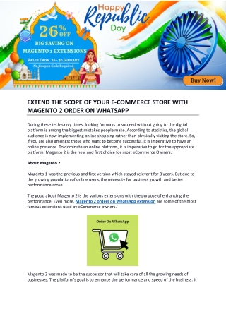 EXTEND THE SCOPE OF YOUR E-COMMERCE STORE WITH MAGENTO 2 ORDER ON WHATSAPP