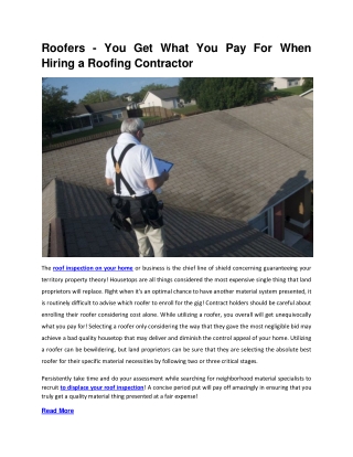 Roofers - You Get What You Pay For When Hiring a Roofing Contractor