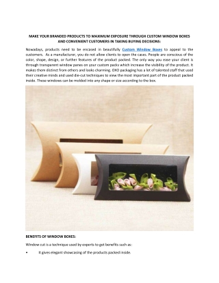Display Your Products Elegantly With Our Custom Window Boxes