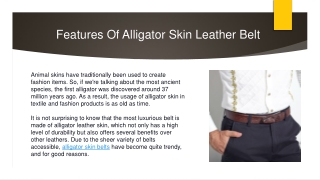 Features Of Alligator Skin Leather Belt