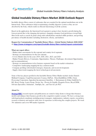 Insoluble Dietary Fibers Market - Global Outlook and Forecast 2020-2028