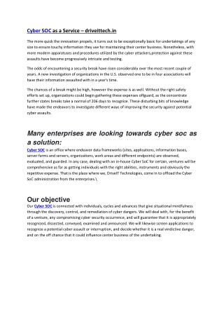 Cyber SOC as a Service-driveittech.in
