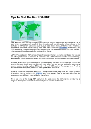Tips To Find The Best USA RDP