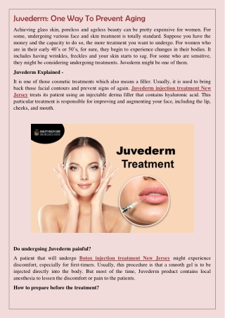 Juvederm One Way To Prevent Aging