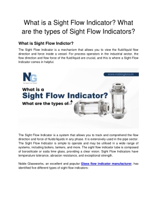 Noble Glass Works - What is a Sight Flow Indicator_ What are the types of Sight Flow Indicators
