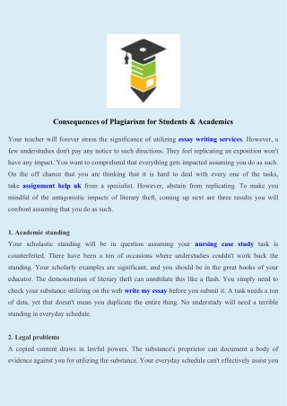 Consequences of Plagiarism for Students And Academics