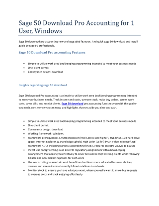 Sage 50 Download Pro Accounting for 1 User, Windows