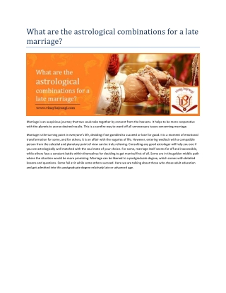 Astrological combinations for a late marriage
