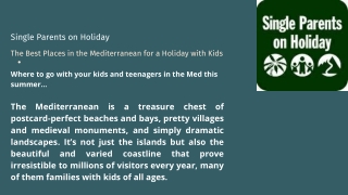 The Best Places in the Mediterranean for a Holiday with Kids