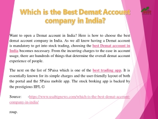 Which is the Best Demat Account company in India