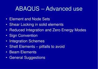 ABAQUS – Advanced use