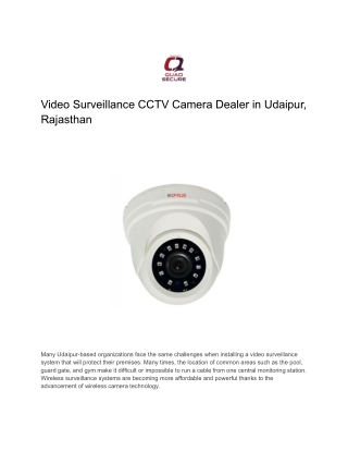 Video Surveillance CCTV Camera Dealer in Udaipur, Rajasthan