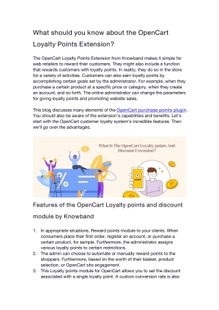 What should you know about the OpenCart Loyalty Points Extension