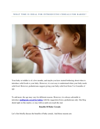 What Time Is Ideal For Introducing Cereals For Babies