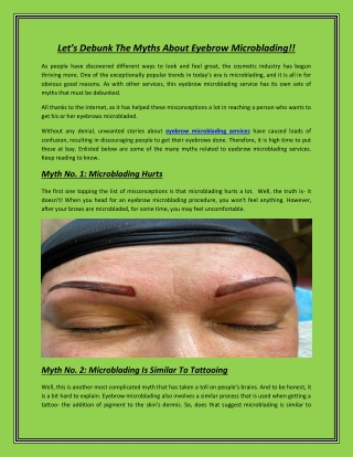 Let’s Debunk The Myths About Eyebrow Microblading