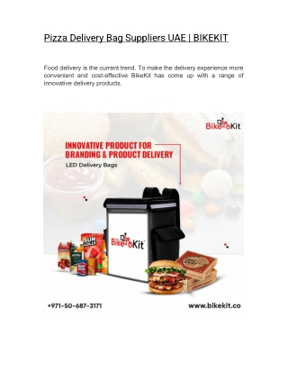 Pizza Delivery Bag Suppliers UAE | BIKEKIT