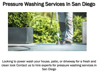 Pressure Washing Services In San Diego