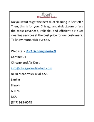 Cheap Duct Cleaning Bartlett  Chicagoland Air Duct