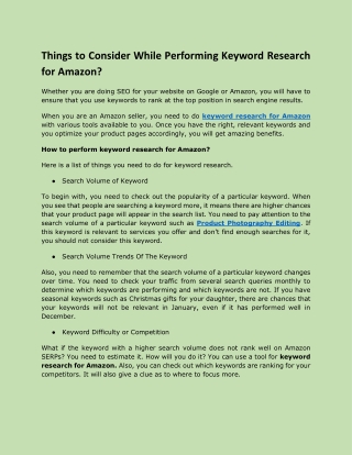 Things to Consider While Performing Keyword Research for Amazon