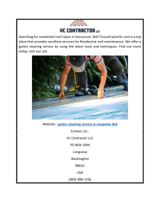 Residential Roof Maintenance in Vancouver WA  Vccontractorllc.com