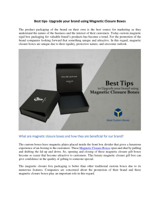Best tips- Upgrade your brand using Magnetic Closure Boxes