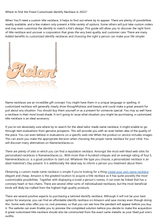 Why You Should Focus on Improving personalized name necklace