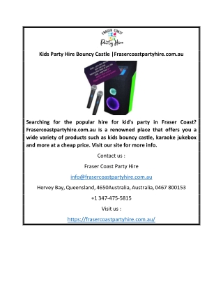 Kids Party Hire Bouncy Castle |Frasercoastpartyhire.com.au