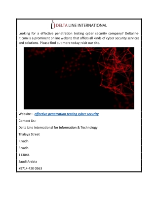 Effective Penetration Testing Cyber Security  Deltaline-it.com