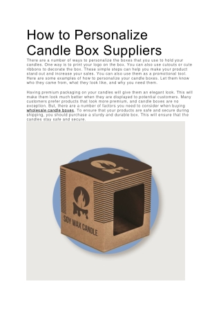 How to Personalize Candle Box Suppliers