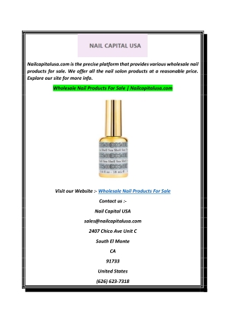 Wholesale Nail Products For Sale  Nailcapitalusa.com