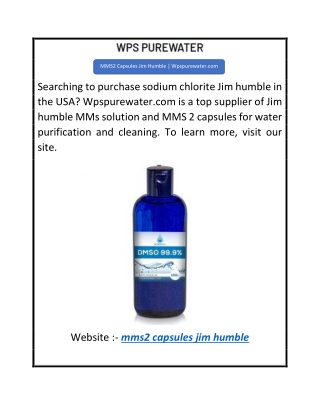 MMS2 Capsules Jim Humble  Wpspurewater.com