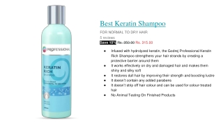 Buy best Keratin Shampoo Online at Best Price - Godrej Professional