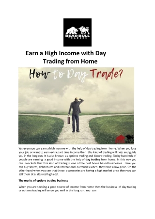 Earn a High Income with Day Trading from Home- BearBullTraders