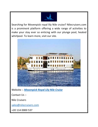 Movenpick Royal Lily Nile Cruise  Nilecruisers.com