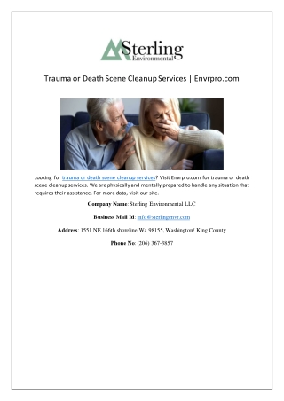 Trauma or Death Scene Cleanup Services | Envrpro.com