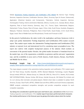 Automotive Testing Inspection and Certification (TIC) Market Growth