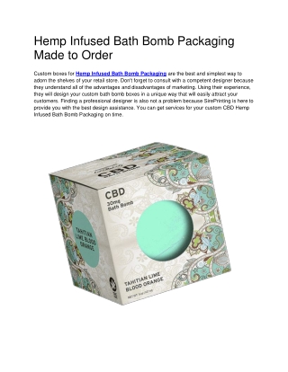 2011-Hemp Infused Bath Bomb Packaging Made to Order